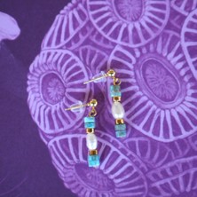 Jasmine Turkuaz Taşı ve Inci Küpe