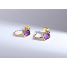 Ametist Taşı Gümüş Küpe