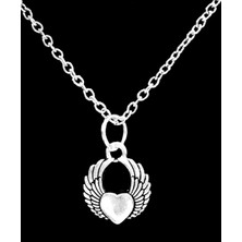 Sarıyer Silver Kalp Melek Kanadı Kadın Çelik Kolye Aşk Sevgili Şans Temalı Takı Aksesuar