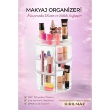 Comprox 360 Derece Dönen Akrilik Makyaj ve Takı Organizeri – 12 Bölmeli Kozmetik Kutusu – Şeffaf Kırılmaz