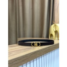 Erdesign Kadın Acı Kahverengi Gold Tokalı Kemer