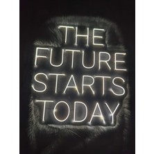 Dekoraven The Future Starts Today Yazılı Neon LED Tabela | Spor Salonu ve Fitness Için Motivasyon