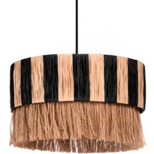 Nylife Rafya ve Hasır Püsküllü Bohem Rustik Avize