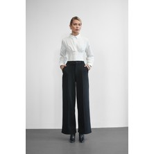 Molly Nelly Kadın Kalın Esnek Bol Paça Nervürlü Palazzo Pantolon