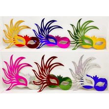 MiraLive Rengarenk Kağıt Malzemeden Imal Parti Balo Maskesi 6 Adet