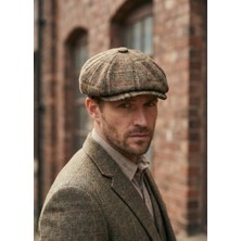 Emybox Erkek Kaşe 8 Köşe Kasket Şapka Klasik Retro- Peaky Blinders Tarzı Lastikli Standart Beden