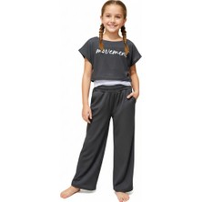 Fancy Kids Kız Çocuk Üçlü Takım Movement Baskılı Siyah Beyaz Pamuklu Set
