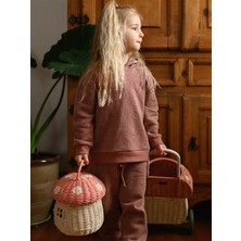 Antebies Organik Turuncu Kapüşonlu Kız Çocuk Eşofman Takımı