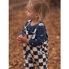 Antebies Organik Gri Beyaz Askılı Polarlı Erkek Bebek Salopet