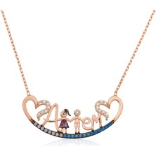 Gümüş Rose Annem Yazılı Bayan Kolye