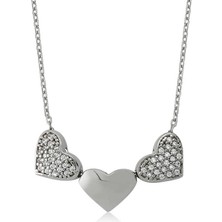 Gümüş 3 Kalpli Bayan Kolye