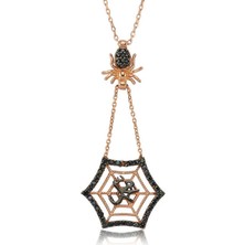 Gümüş Muhammed Yazılı Örümcek Ağı Bayan Kolye