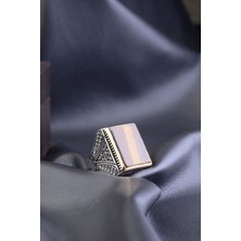 Dikdörtgen Kaplangözü Taşlı 925 Ayar Gümüş Erkek Yüzük