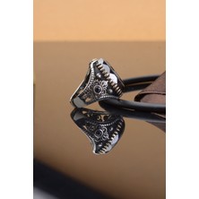 Siyah Taşlı Oval Zirkon 925 Ayar Gümüş Erkek Yüzük