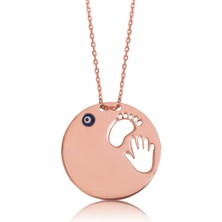 Gümüş El Ayak Izi Anne Bayan Kolye