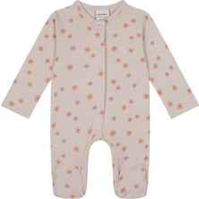 Antebies Bej Bambu Kumaş Uzun Kollu Kız Bebek Patikli Tulum