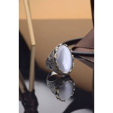 Sisli Kuvars Motifli Gümüş Erkek Yüzük