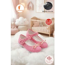 Albishoes Kız Çocuk Cırtlı Fiyonklu Okul Günlük 23 Nisan Gösteri Çocuk Babet Balerin Çocuk Babet