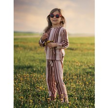 Antebies Organik Pembe Uzun Kollu Kız Çocuk Pijama Takımı