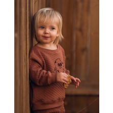 Antebies Organik Kahverengi Erkek Bebek Sweatshirt Eşofman Takımı