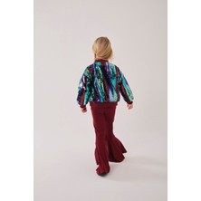 My Kids Wear Kız Çocuk Bayramlık Payetli Ceket & Ispanyol Paça Tayt Takımı 12476