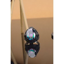 Mistik Topaz Taşlı 925 Ayar Gümüş Erkek Yüzük