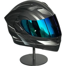 Scharf 902 Çene Açılır Motosiklet Kaskı – Güneş Gözlüklü (Rainbow Green Vizörlü) Mx1 Whıte