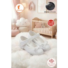 Albishoes Kız Çocuk Cırtlı Fiyonklu Okul Günlük 23 Nisan Gösteri Çocuk Babet Balerin Çocuk Babet