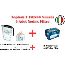 LAICA Laıca Prime Line Coffee & Tea Filtreli Su Arıtmalı Filtre Sürahi + Bi-Flux 4'lü Yedek Filtre