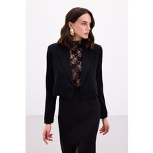 Sateen Luna Kısa Ceket - Siyah