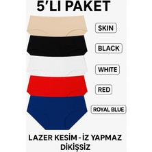 Adeniz 5’li Paket Extra Yüksek Bel Lazer Kesim Bikini Külot –ız Yapmaz,dikişsiz,esnek,yumuşak(Rahat Kalıp)