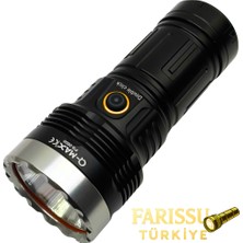 farissu Q-Max PS-3600 Şarjlı Avcı El Feneri | 38650 7800 Mah Pil | 3500 Lümen | Profesyonel