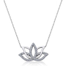 Gümüş Lotus Çiçeği Kolye