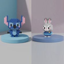 Teknik Durak Sevimli Ikili Karakter Nano Blok Seti - 3D Mikro Yapım Figürleri (2 Farklı Model)