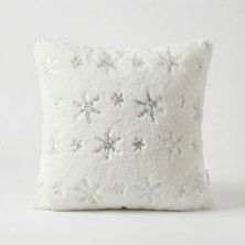 Molinella 4'lü Peluş Kar Tanesi Desenli Kırlent Kılıfı – Dekoratif Ev Tekstili 45X45 cm