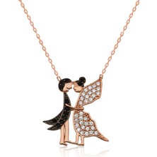 Gümüş Aşık Kelebekler Bayan Kolye