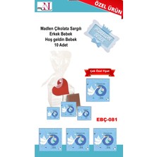 Mynil Madlen Çikolata Sargılı Erkek Bebek Hoş Geldin Bebek 10 Adet