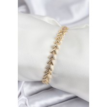 Hayat Store Pirinç Vıp Seri Gold Zirkon Taşlı Balık Sırtı Model Kadın Bileklik - Lisinya