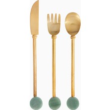 Natalia Criado Joyas En Casa Altın Kaplama Lüks, Italyan Tasarımı El Işçiliği Çatal Bıçak Seti