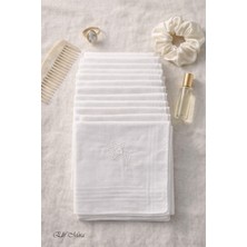 Hepsine Rakip Hediyelik Işlemeli Bayan Mendili 12 Adet 28X28 cm 100 Pamuk