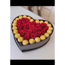 Mynil Ferrero Rocher Çikolata Yapay Gül Kız Arkadaşa Sevgiliye Hediye Kutusu Özel Tasarım Sevgililer Günü