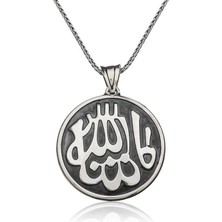 Gümüş Maşallah Yazılı Kolye