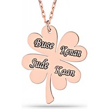 Gümüş Rose Dört Yaprak Isimli Yonca Bayan Kolye