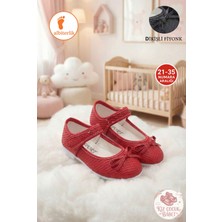 Albishoes Kız Çocuk Cırtlı Fiyonklu Okul Günlük 23 Nisan Gösteri Çocuk Babet Balerin Çocuk Babet