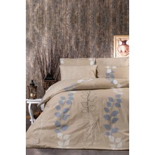 Pazarika Bej Yaprak Desenli Çift Kişilik Nevresim Takımı – Doğal Minimal Tasarım