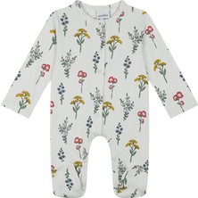 Antebies Organik Bej Çıtçıtlı Uzun Kollu Kız Bebek Patikli Tulum