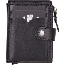 Gp Iguana Rodos Hakiki Deri, El Yapımı, Pop-Up Kartlık Cüzdan, Parlak Siyah