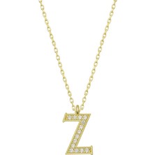 Gümüş Gold Z Harfi Kadın Kolye