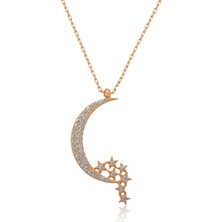 Gümüş Ay Yıldızlı Bayan Kolye