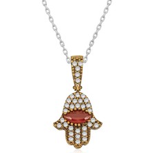 Gümüş Fatma Eli Otantik Bayan Kolye